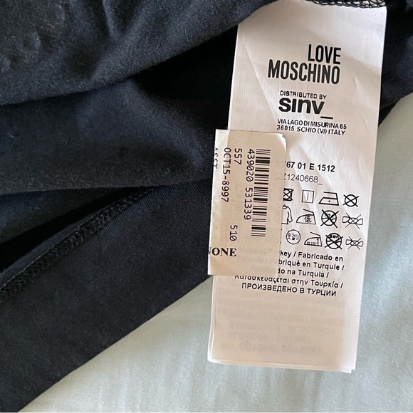 Love Moschino T-Shirt Dress Sz 6 ‘Punk Cake" Black Graphic Gold Studs Goth-nwt - Picture 6 of 9